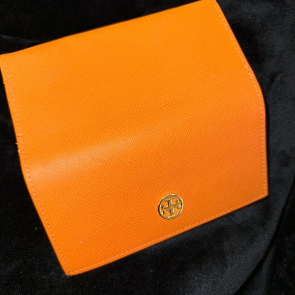 Tory Burch Orange Sunglasses Holder Case CASE ONLY Foldable Secure Case - Picture 8 of 10